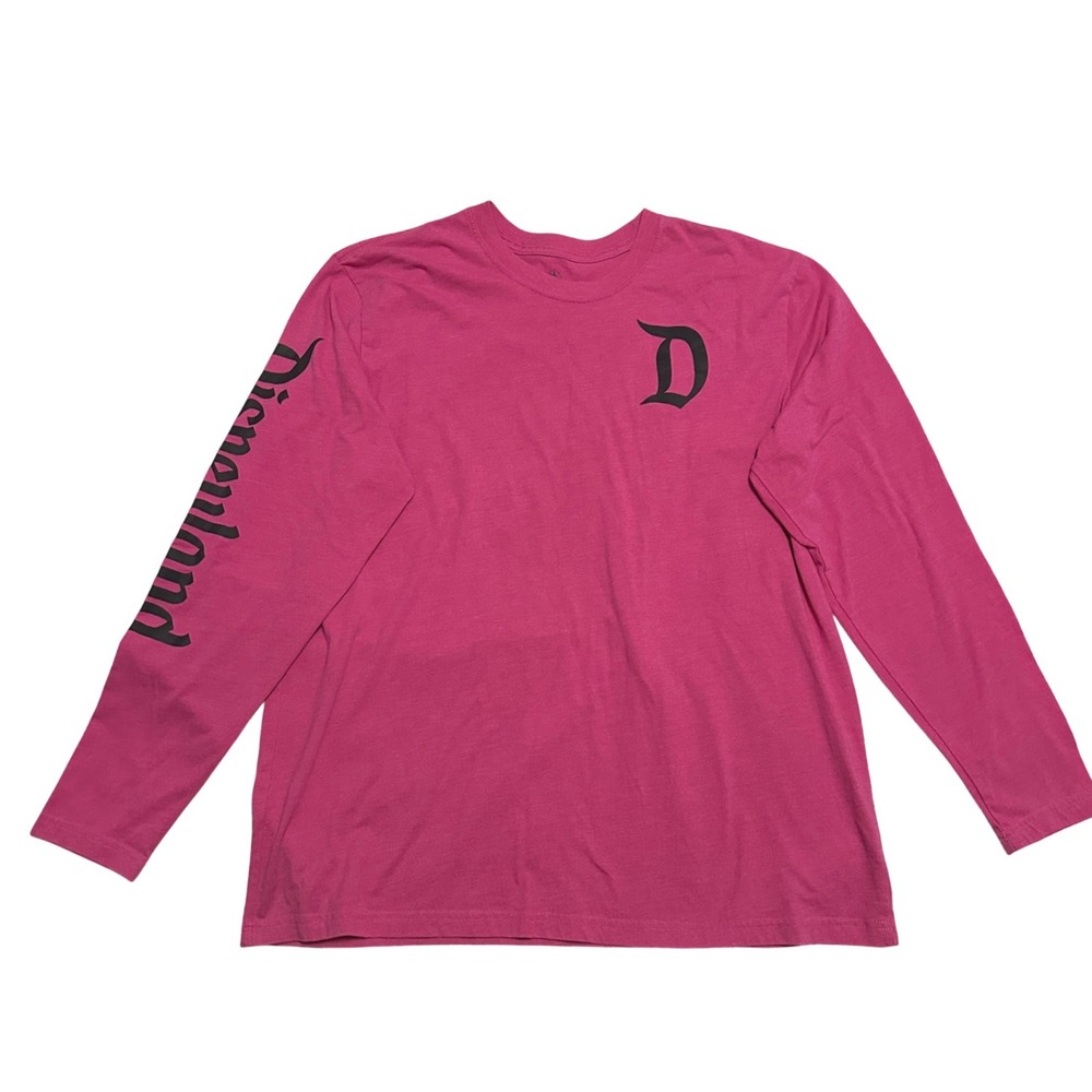 Disneyland Resort Women's Long Sleeve Graphic T-Shirt Pink XL Logo Sleeve‎